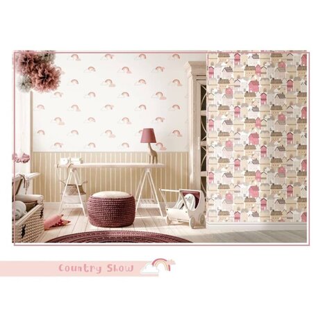 Noordwand Behang Mondo baby Rainbows wit en roze 8022560130333 1