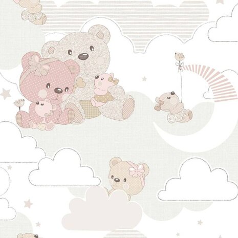 Noordwand Behang Mondo baby Hug Bears roze en beige 8022560130388 2