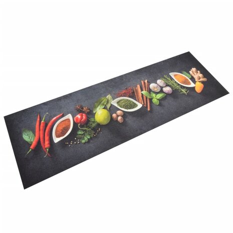Keukenmat wasbaar kruidenprint 60x180 cm fluweel 8720845917623 1