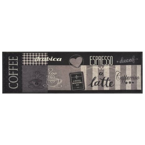 Keukenmat wasbaar koffieprint 45x150 cm fluweel zwart 8720845917760 2