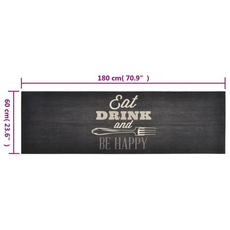 Keukenmat wasbaar keukenprint 60x180 cm fluweel zwart 8720845917807 5