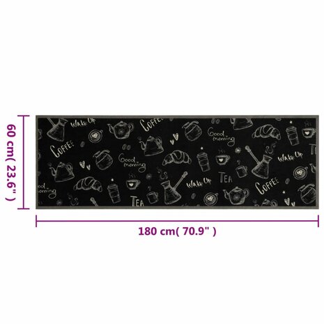 Keukenmat wasbaar ochtendprint 60x180 cm fluweel zwart 8721012918610 5