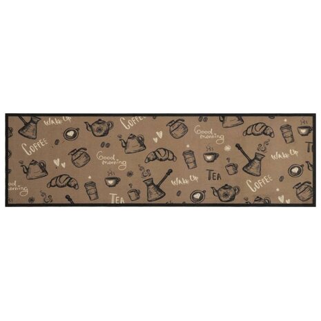 Keukenmat wasbaar ochtendprint 45x150 cm fluweel bruin 8721012918634 2