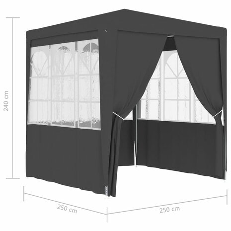 Partytent met wanden professioneel 90 g/m² 2,5x2,5 m antraciet 8719883767765 8