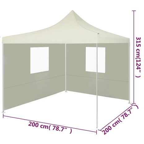 Partytent met 2 zijwanden inklapbaar 2x2 m staal crème 8719883800332 9