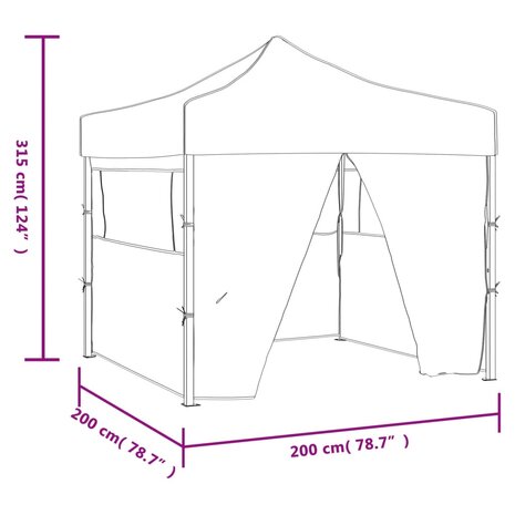 Partytent met 4 zijwanden inklapbaar 2x2 m staal crème 8719883800349 10