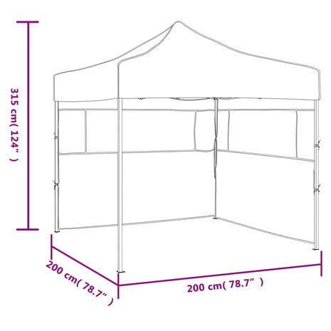 Partytent met 2 zijwanden inklapbaar 2x2 m staal wit 8719883800394 9