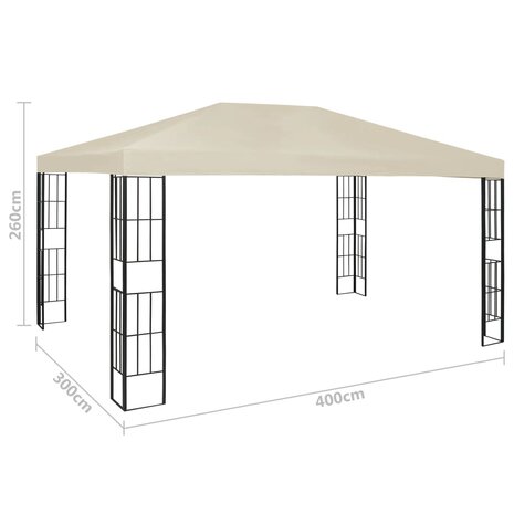 Prieel met LED-lichtslinger 3x4 m crèmekleurig 8720286365854 11
