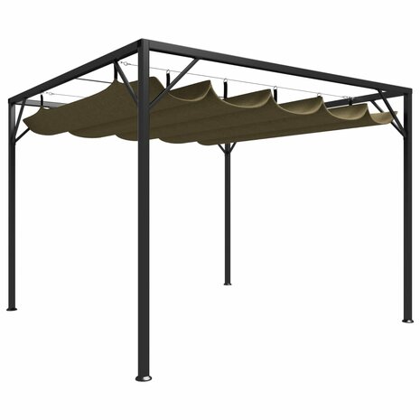 Tuinprieel met uittrekbaar dak 180 g/m² 3x3 m taupe 8720286106402 1