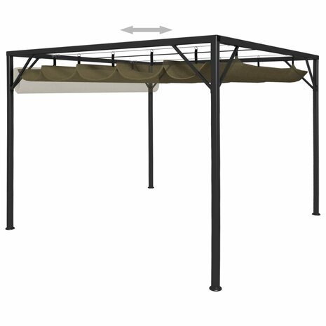 Tuinprieel met uittrekbaar dak 180 g/m² 3x3 m taupe 8720286106402 6