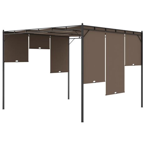 Tuinprieel met zijgordijn 3x3x2,25 m taupe 8720286106822 7