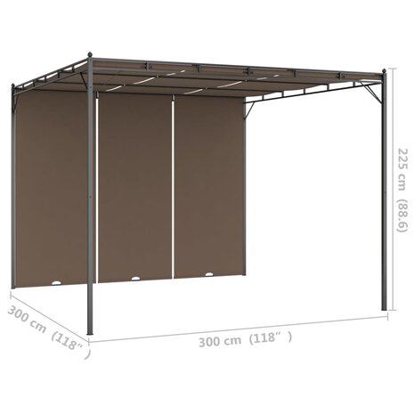Tuinprieel met zijgordijn 3x3x2,25 m taupe 8720286106822 9