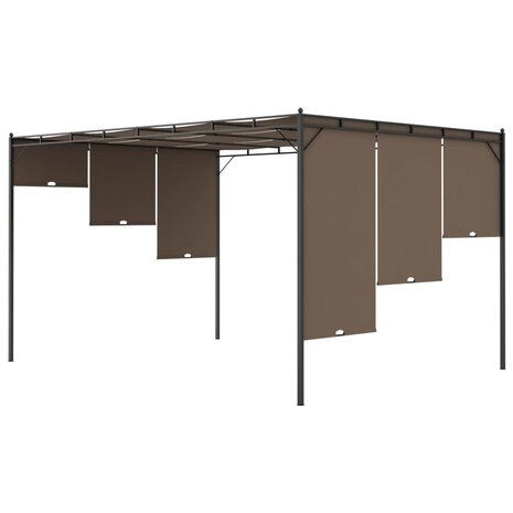 Tuinprieel met zijgordijn 4x3x2,25 m taupe 8720286106839 6