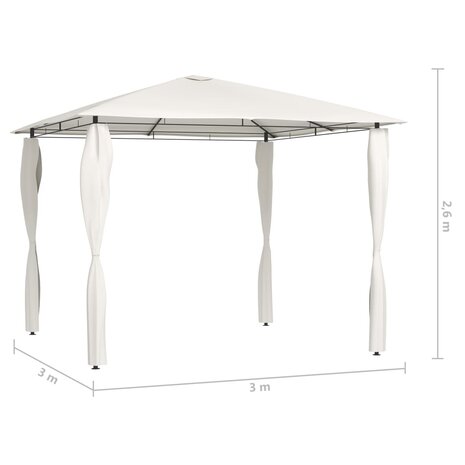 Prieel met paalhoezen 160 g/m² 3x3x2,6 m crèmekleurig 8720286184400 4