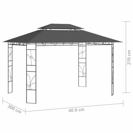 Prieel 160 g/m² 4x3x2,7 m antracietkleurig 8720286153314 6