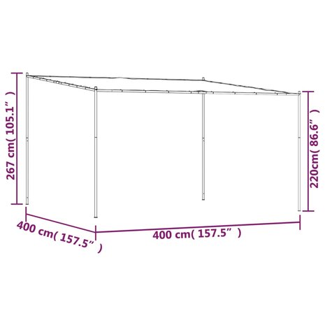 Prieel 4x4 m 180 g/m² stof en staal antracietkleurig 8720845729042 8