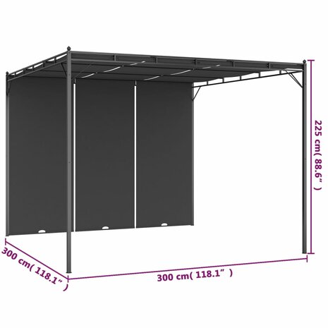 Tuinprieel met zijgordijn 3x3x2,25 m antraciet 8719883771199 8