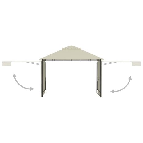 Prieel met uitschuifbare daken 180 g/m² 3x3x2,75 m crème 8719883771274 3