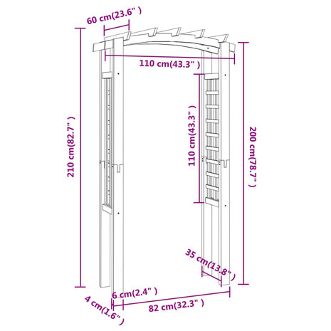 Tuinboog 110x60x210 cm geïmpregneerd massief grenenhout 8720286904206 6