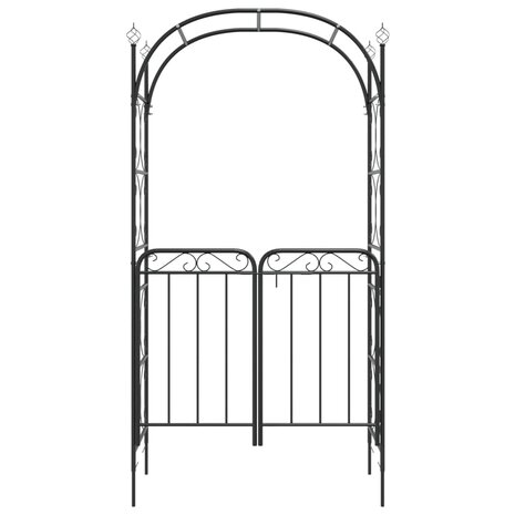 Tuinboog met poort 108x45x235 cm staal zwart 8720845670382 3