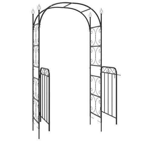 Tuinboog met poort 108x45x235 cm staal zwart 8720845670382 5