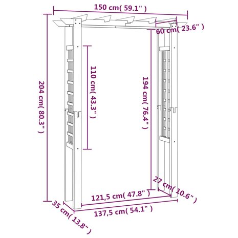 Rozenboog 150x60x204 cm geïmpregneerd hout 8718475964759 6