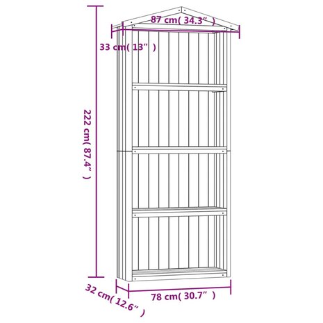 Tuinschuur 87x33x222 cm geïmpregneerd grenenhout 8720286830079 7