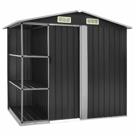 Tuinschuur met rek 205x130x183 cm ijzer antraciet 8719883757483 1