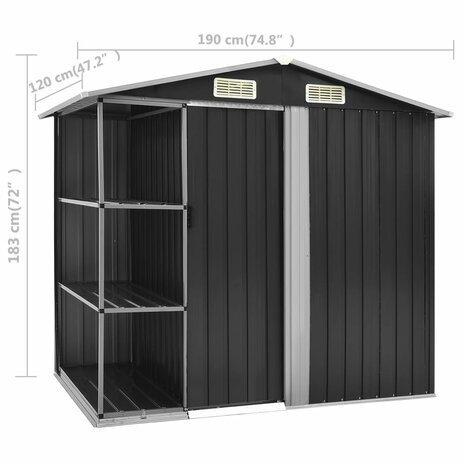 Tuinschuur met rek 205x130x183 cm ijzer antraciet 8719883757483 8
