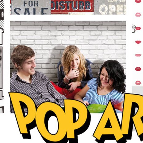 Urban Friends & Coffee Behang bakstenen grijs en wit 8022560056862 3