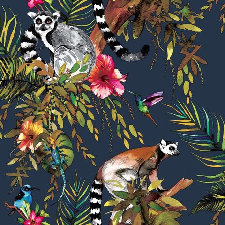 DUTCH WALLCOVERINGS Behang aap petrolblauw 5022976124035 1