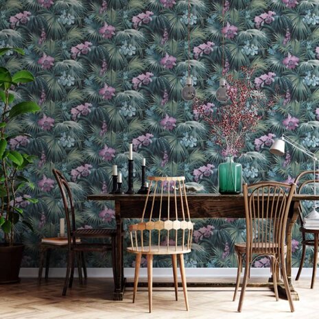 Noordwand Behang Tropical Flowers groen 5055430064332 1