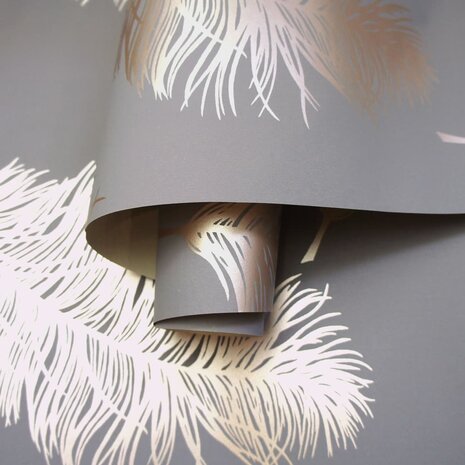 DUTCH WALLCOVERINGS Behang Fawning Feather grijs en roségoudkleurig 5022976126299 6