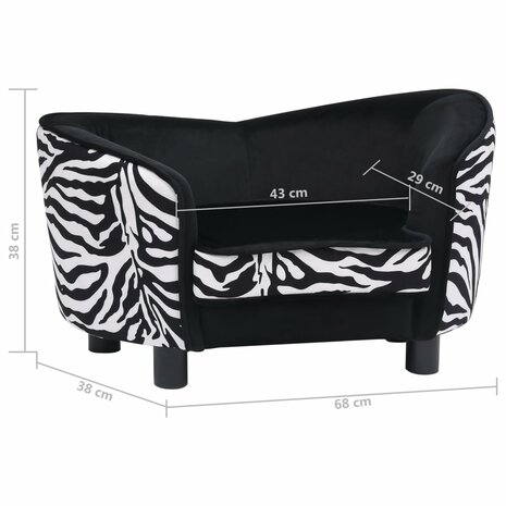 Hondenbank 68x38x38 cm pluche zwart 10