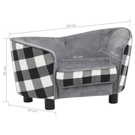 Hondenbank 68x38x38 cm pluche grijs 10