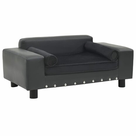 Hondenbank 81x43x31 cm pluche en kunstleer donkergrijs 1