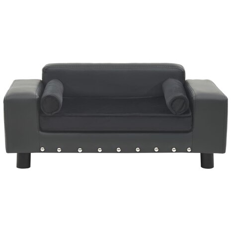 Hondenbank 81x43x31 cm pluche en kunstleer donkergrijs 2