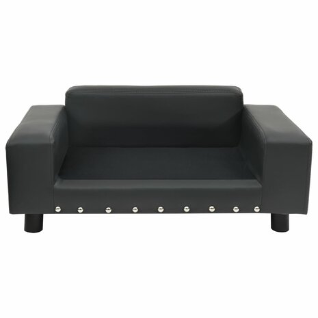 Hondenbank 81x43x31 cm pluche en kunstleer donkergrijs 4