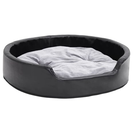 Hondenmand 79x70x19 cm pluche en kunstleer zwart en grijs 2