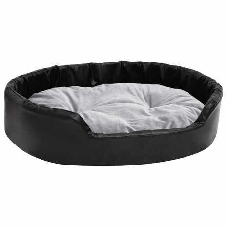 Hondenmand 90x79x20 cm pluche en kunstleer zwart en grijs 2