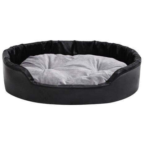 Hondenmand 90x79x20 cm pluche en kunstleer zwart en grijs 3