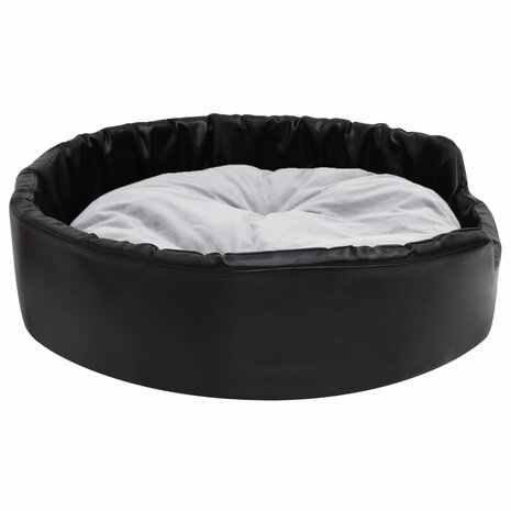 Hondenmand 90x79x20 cm pluche en kunstleer zwart en grijs 4