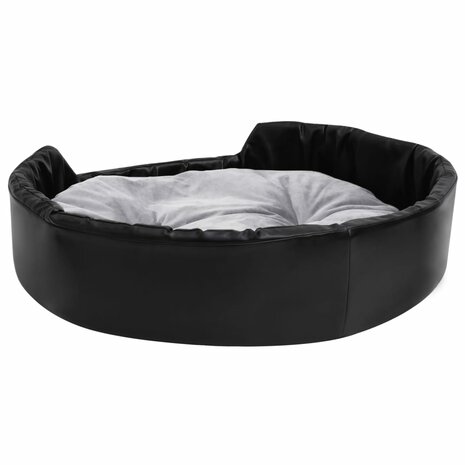 Hondenmand 90x79x20 cm pluche en kunstleer zwart en grijs 5