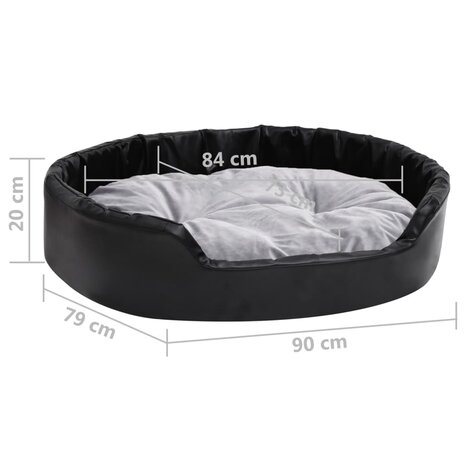 Hondenmand 90x79x20 cm pluche en kunstleer zwart en grijs 8