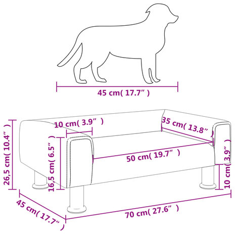 Hondenmand 70x45x26,5 cm fluweel roze 7