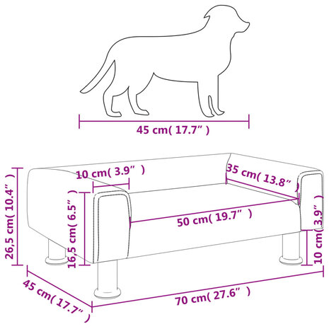 Hondenmand 70x45x26,5 cm fluweel bruin 7