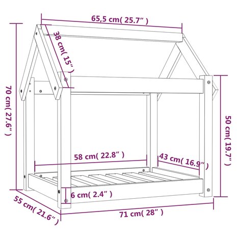 Hondenmand 71x55x70 cm massief grenenhout honingbruin 8