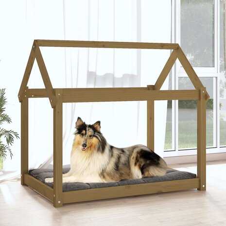 Hondenmand 101x70x90 cm massief grenenhout honingbruin 3
