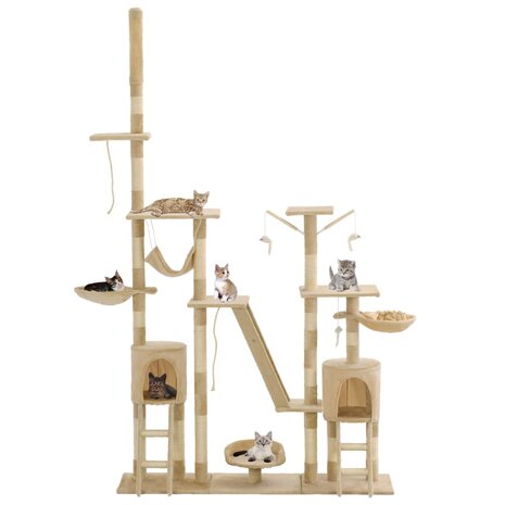 Kattenkrabpaal met sisal krabpalen 230-250 cm beige 2