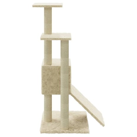 Kattenmeubel met sisal krabpalen 92 cm crèmekleurig 6